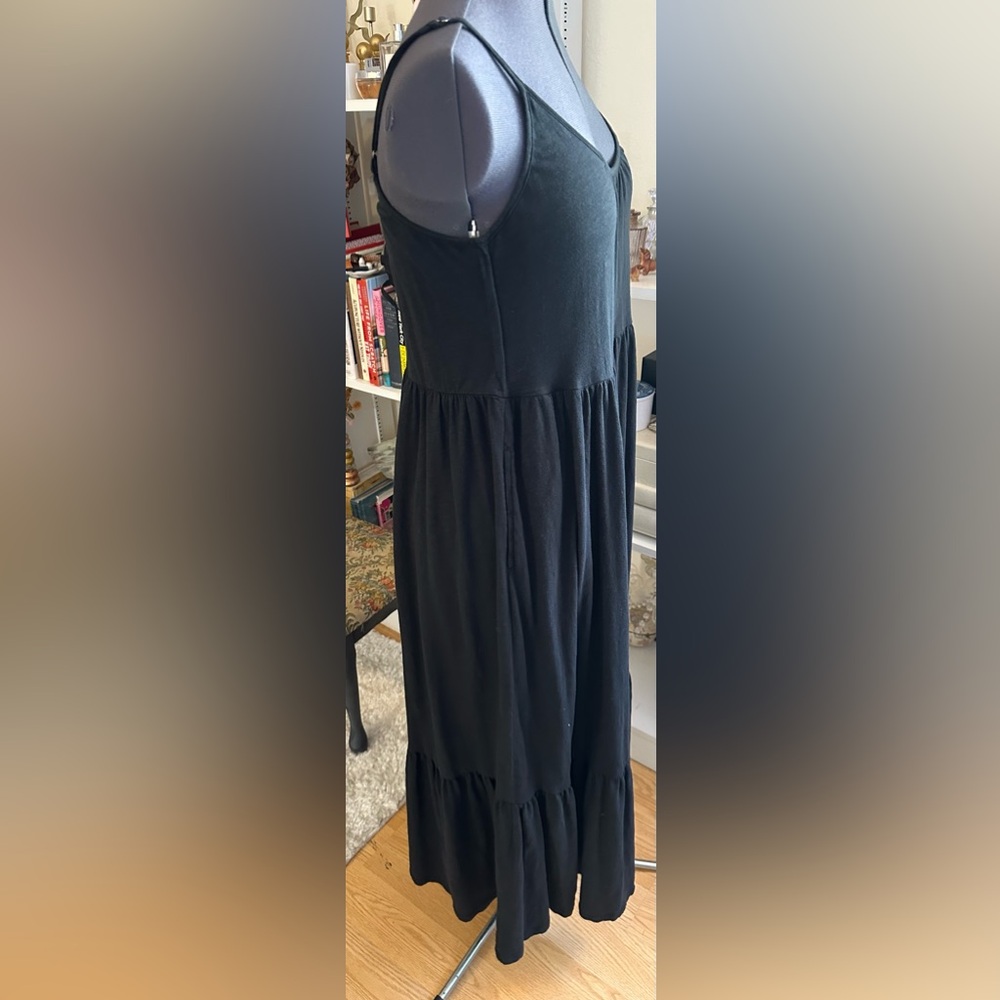Z Supply Lido Slub Maxi Dress Black Sz S Boho Tiered Whimsigoth Fairy Gypsy goth - Picture 5 of 12
